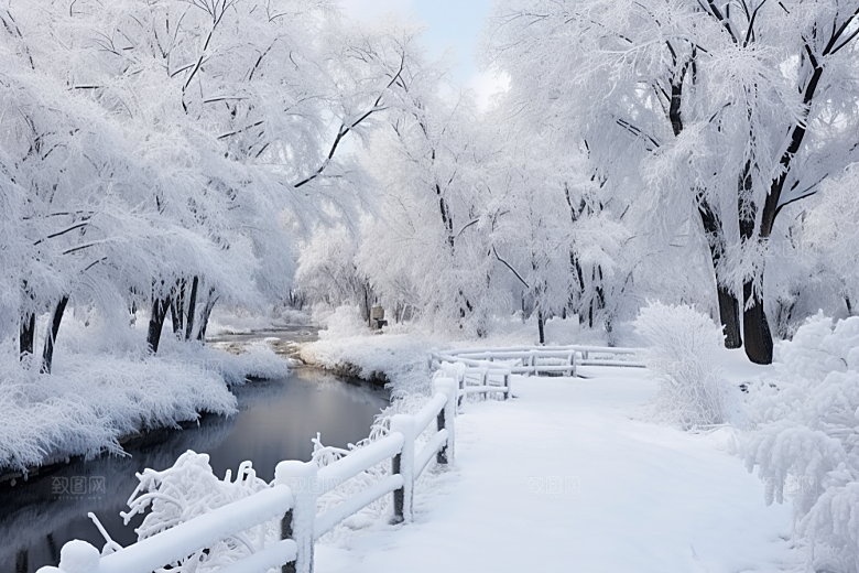 大雪风光唯美冬天摄影图