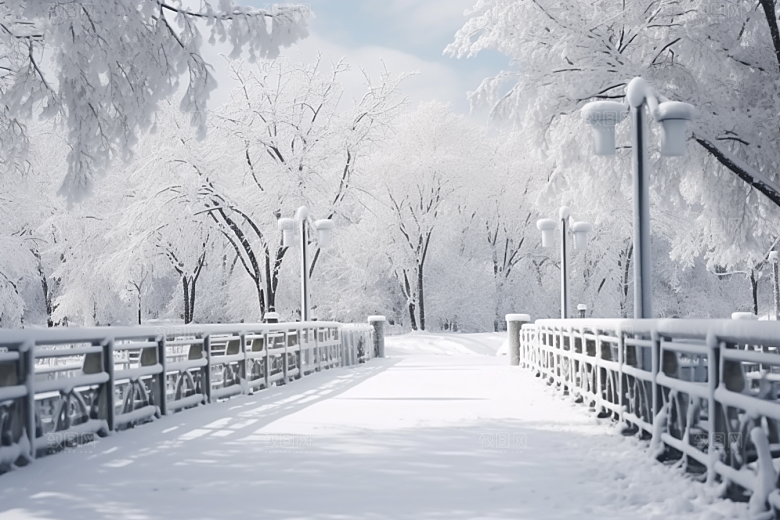 大雪风光寒冷户外摄影图