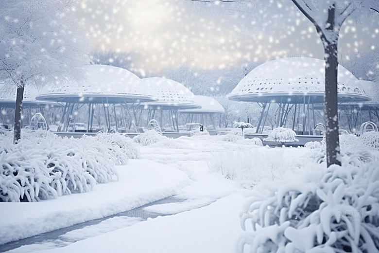 大雪风光自然寒冷摄影图