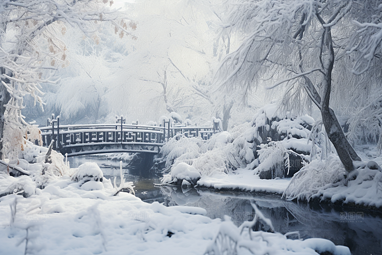 大雪风光寒冷景色摄影图