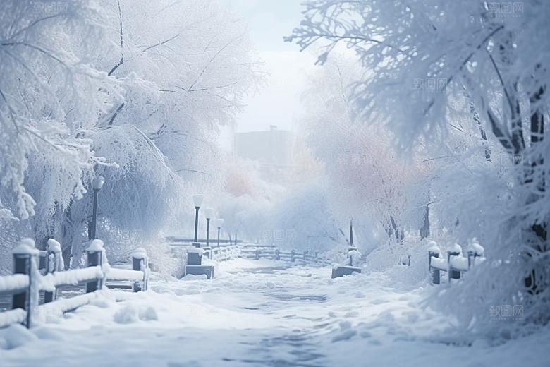 大雪风光景色寒冷摄影图