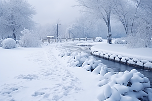 大雪风光室外冬季摄影图