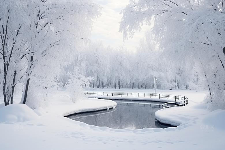 大雪风光景色寒冷摄影图