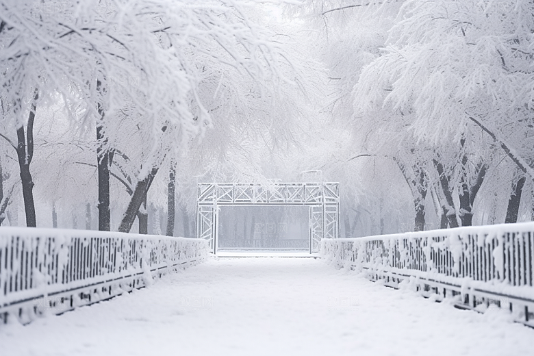 大雪风光寒冷冬季摄影图