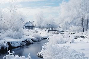 大雪风光冬天寒冷摄影图