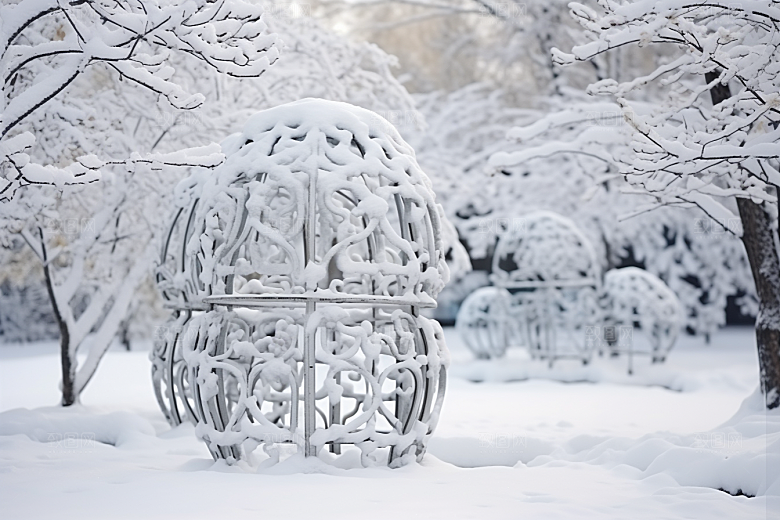 大雪风光自然寒冷摄影图