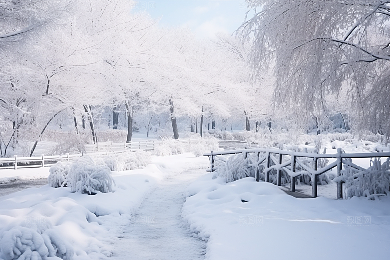 大雪风光寒冷景色摄影图