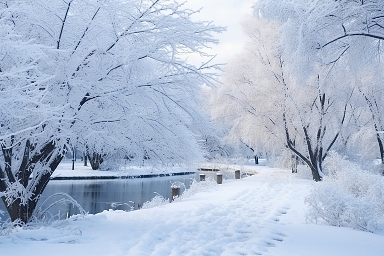 大雪风光寒冷自然摄影图