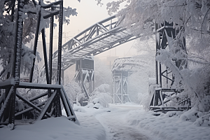 大雪风光寒冷景色摄影图