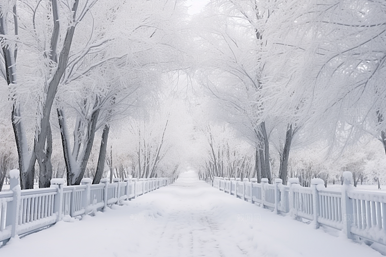 大雪风光寒冷自然摄影图