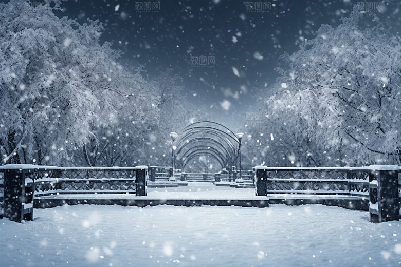 大雪风光冬季户外摄影图