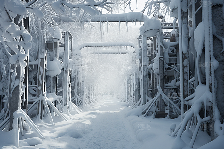 大雪风光自然寒冷摄影图