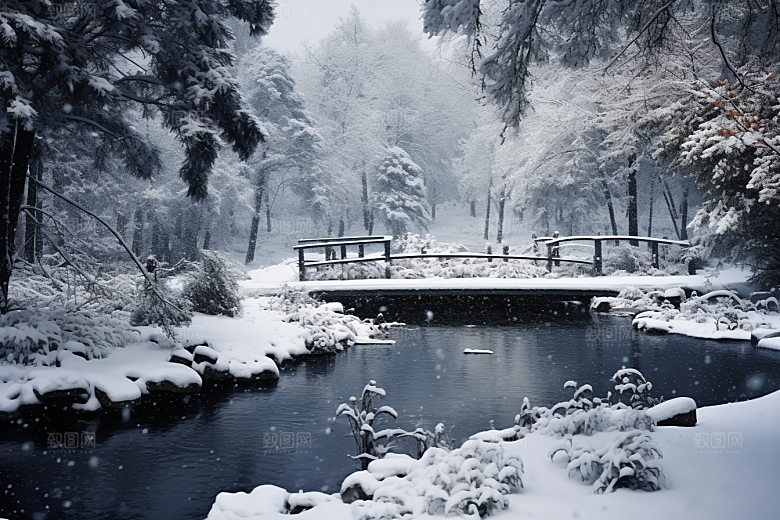 大雪风光寒冷冬季摄影图