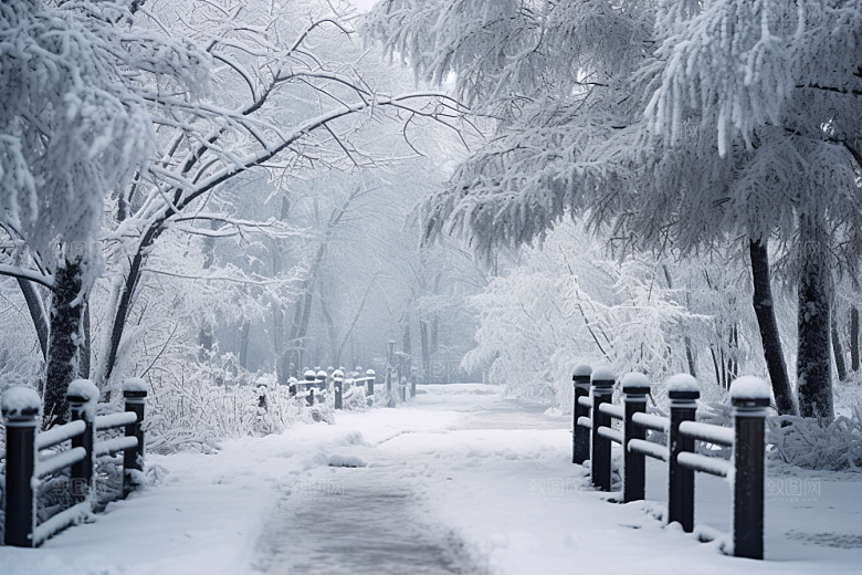 大雪风光室外寒冷摄影图