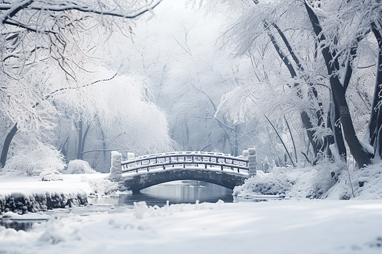 大雪风光寒冷高清摄影图