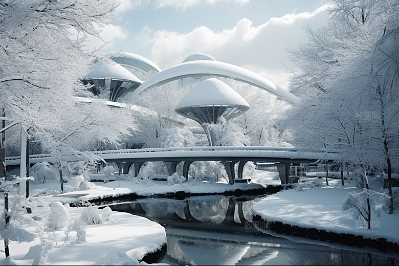 大雪风光景色寒冷摄影图