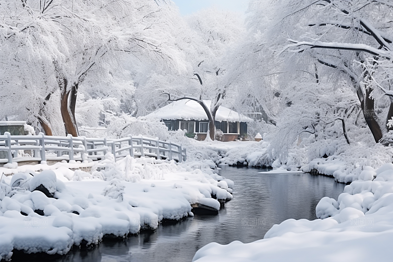 大雪风光寒冷景色摄影图