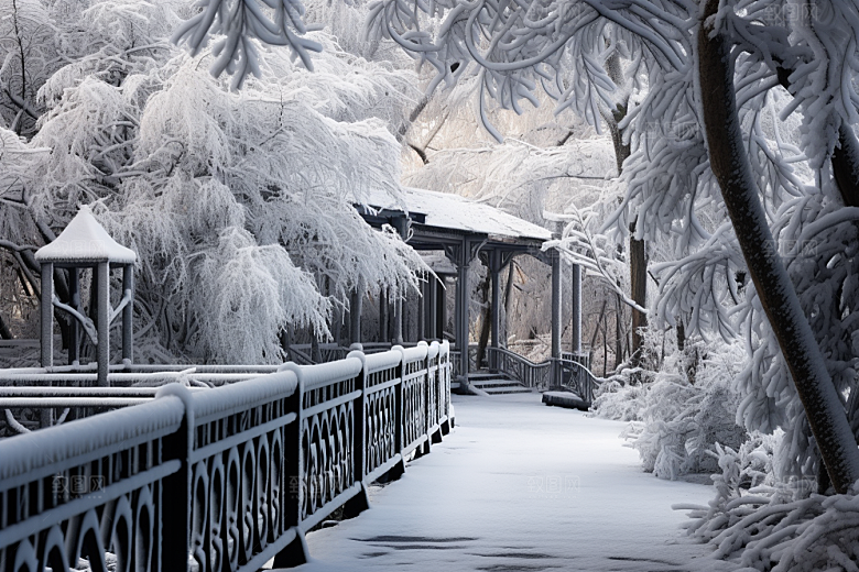 大雪风光寒冷冬天摄影图