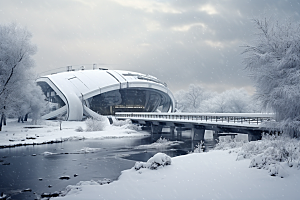 大雪风光室外环境摄影图