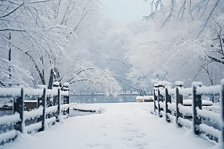 大雪风光寒冷环境摄影图