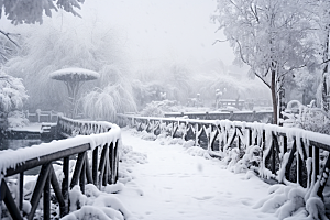 大雪风光寒冷冬天摄影图