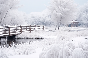 大雪风光寒冷冬天摄影图