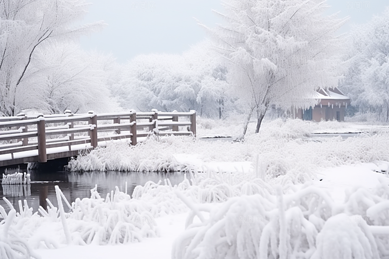 大雪风光寒冷冬天摄影图