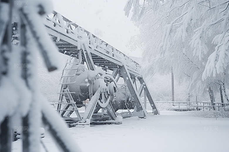 大雪风光自然寒冷摄影图