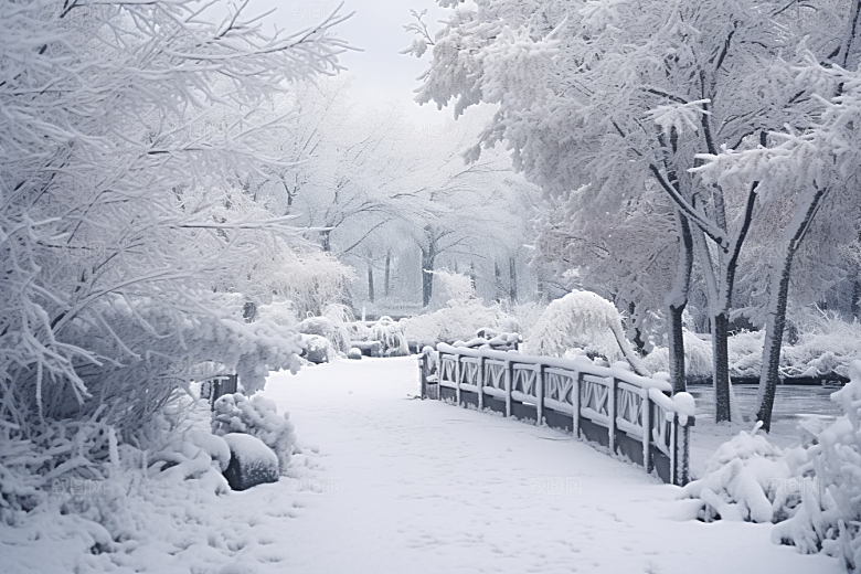 大雪风光室外冬天摄影图