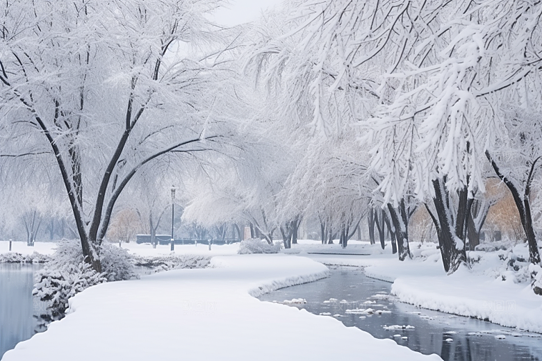 大雪风光唯美冬天摄影图