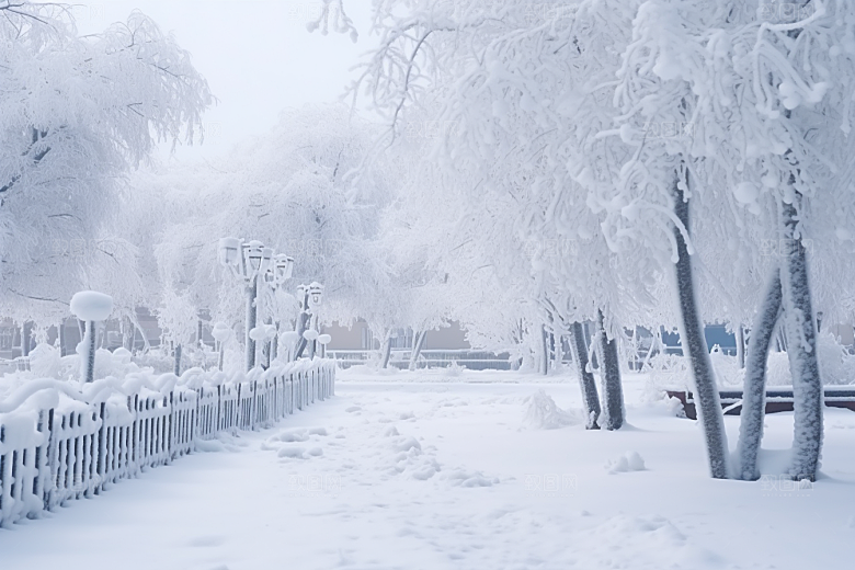 大雪风光寒冷自然摄影图