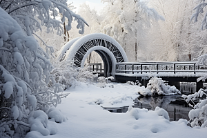 大雪风光自然冬天摄影图