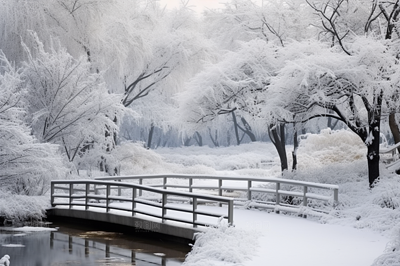 大雪风光寒冷环境摄影图