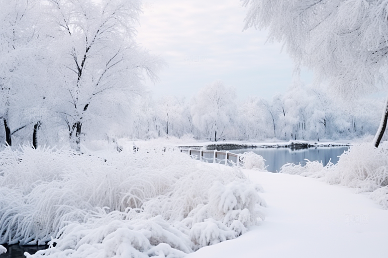 大雪风光寒冷自然摄影图
