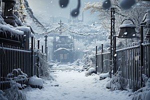 大雪风光户外寒冷摄影图