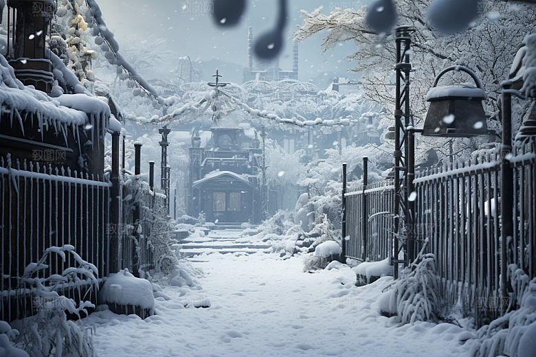 大雪风光户外寒冷摄影图