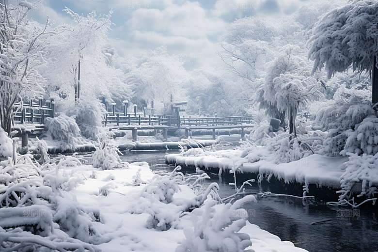 大雪风光户外寒冷摄影图