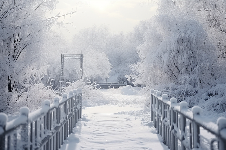 大雪风光寒冷环境摄影图