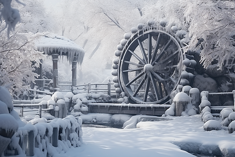 大雪风光寒冷景色摄影图