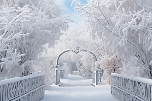 大雪风光冬天寒冷摄影图