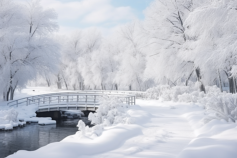 大雪风光自然寒冷摄影图
