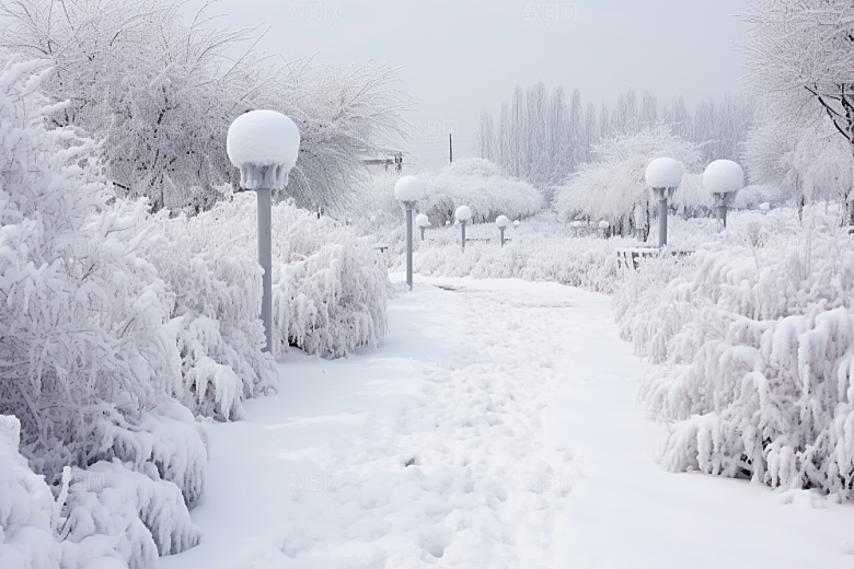 大雪风光寒冷户外摄影图