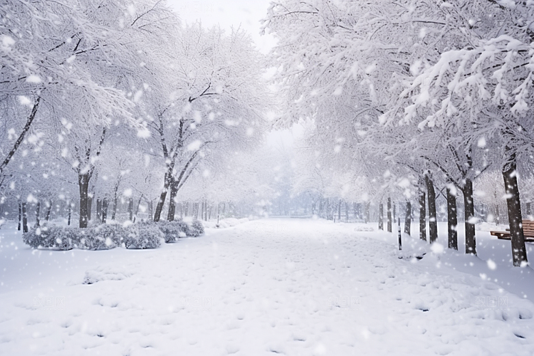 大雪风光寒冷自然摄影图