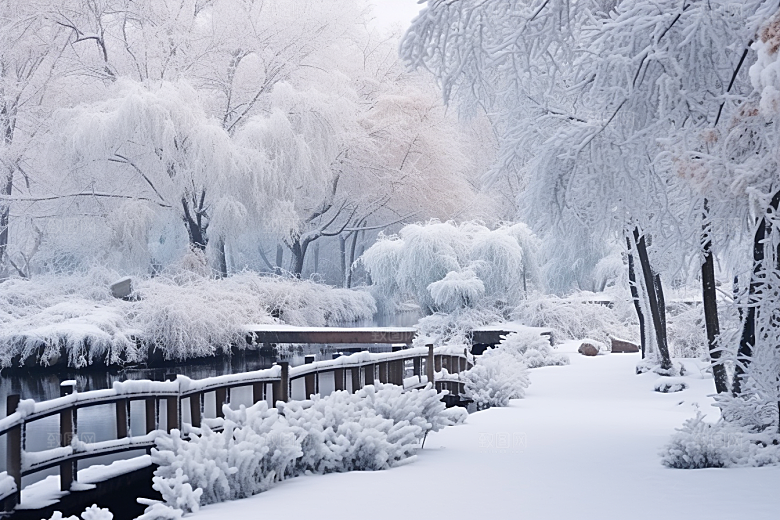 大雪风光寒冷冬季摄影图