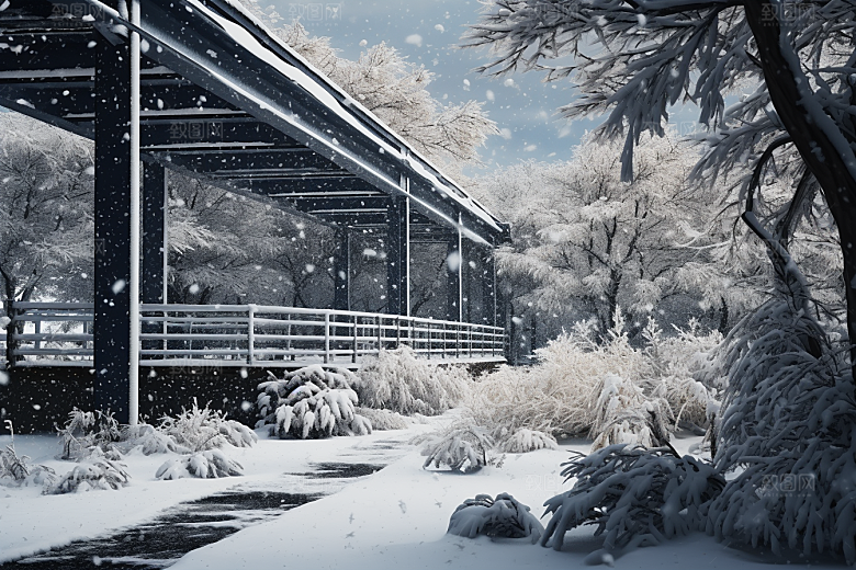 大雪风光冬天寒冷摄影图