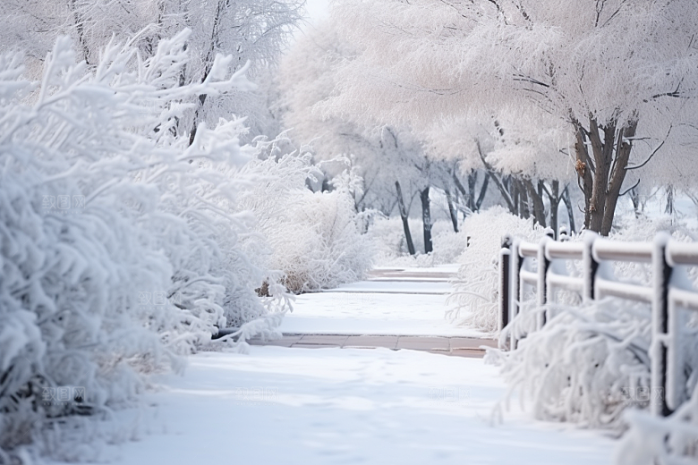 大雪风光唯美冬天摄影图