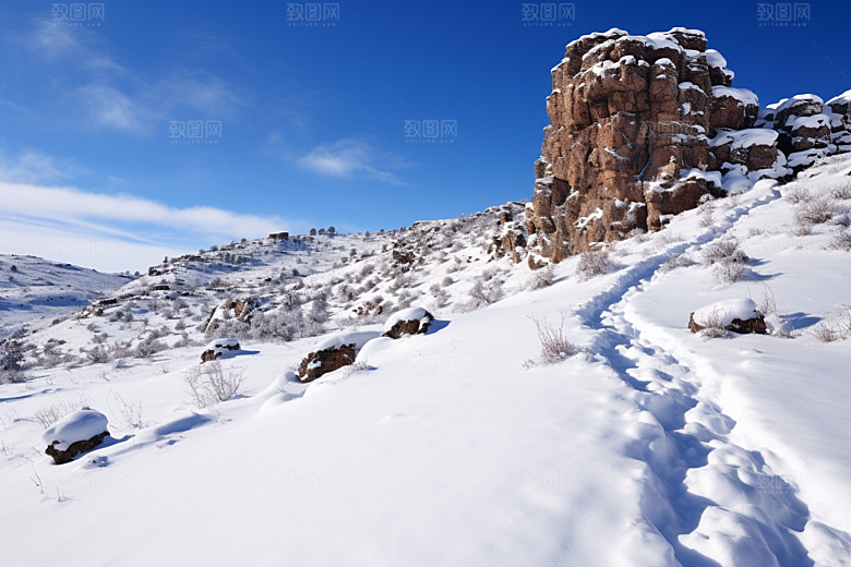 大雪风光寒冷景色摄影图