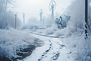 大雪风光寒冷冬天摄影图