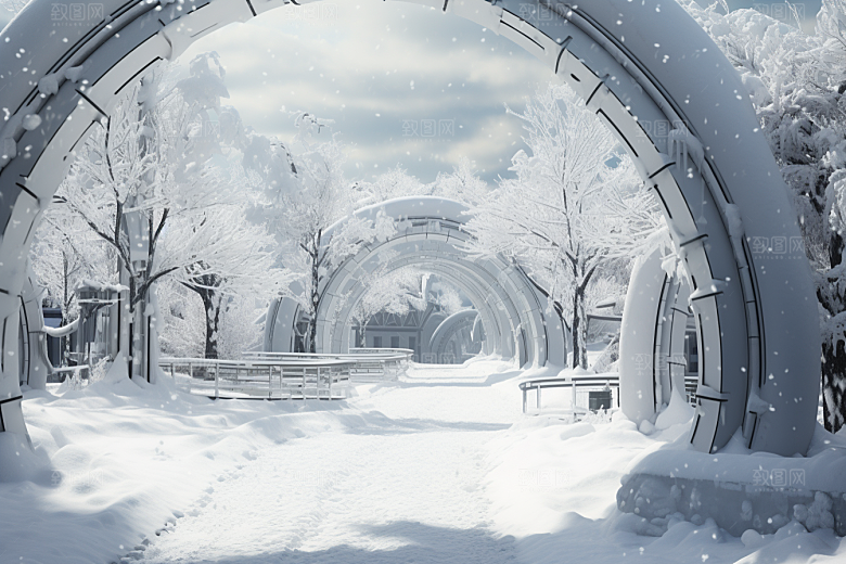 大雪风光冬天景色摄影图
