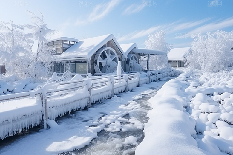 大雪风光寒冷景色摄影图